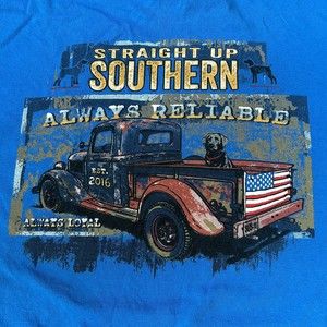 Straight Up Southern Men's Blue Long Sleeve T-Shirt Size Large